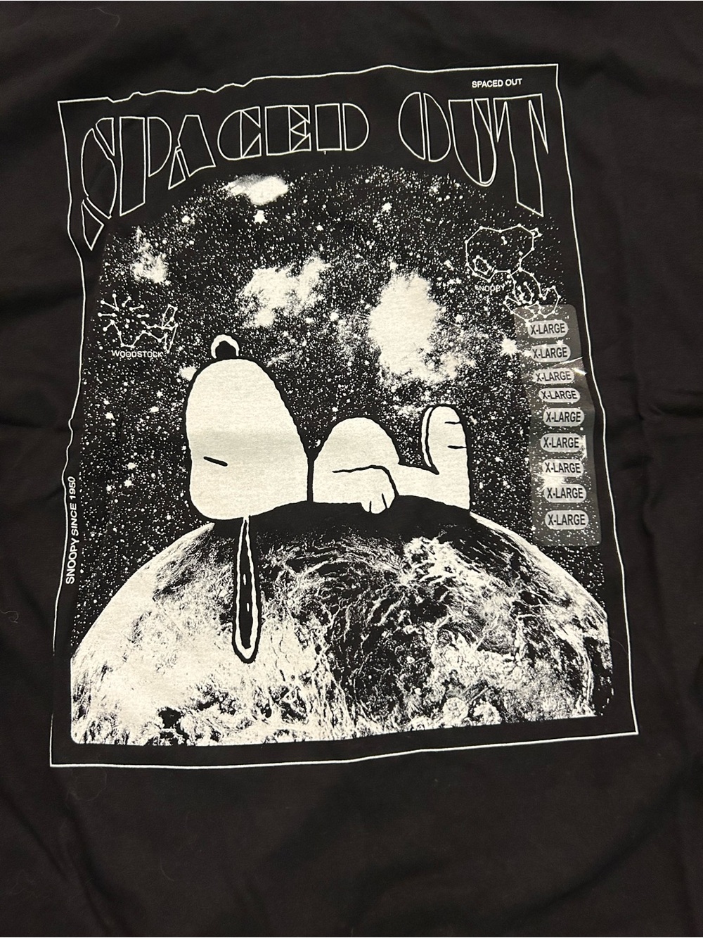 Peanuts Black Snoopy Text Logo Tee